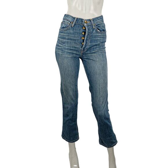 The GREAT. The Straight A Denim Jeans Ankle Crop in Blue Size 24 - Picture 1 of 7